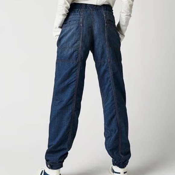 New Free People Angelo Denim Pull On Jeans Pants Drawstring Slouchy Size XS - Picture 2 of 12